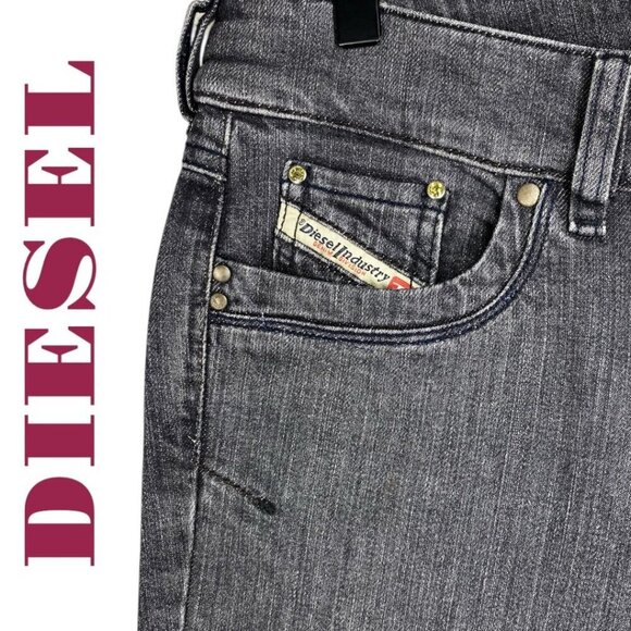 DIESEL RONHAR Stretch Black Denim Wide Leg Mid Rise Jeans, 30 x 32 - Picture 5 of 11